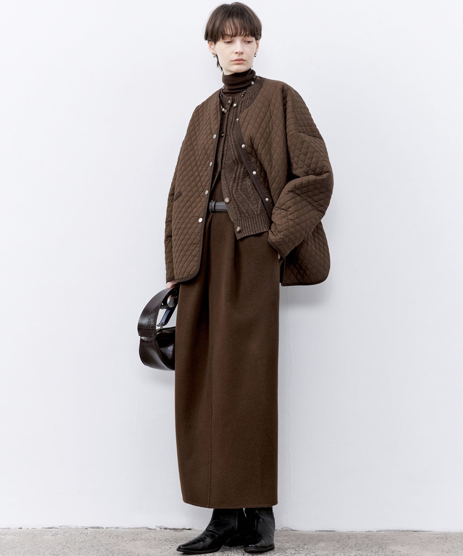 Wool Twill Skirt with Gathered Detail & Bubble Silhouette