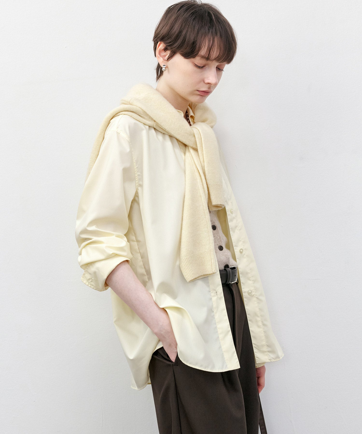 Cross-Front Button 2-Way Shirt