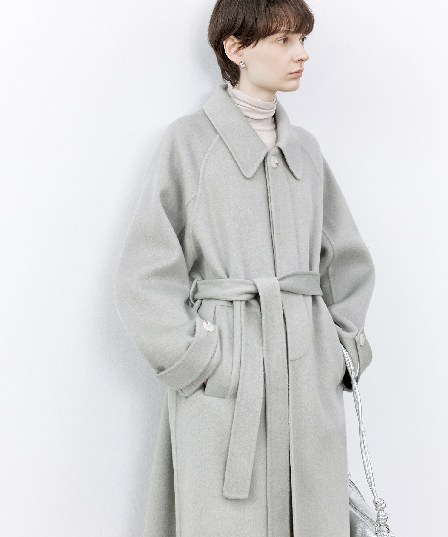 Raglan Sleeves Oversized Double-Faced Wool Coat
