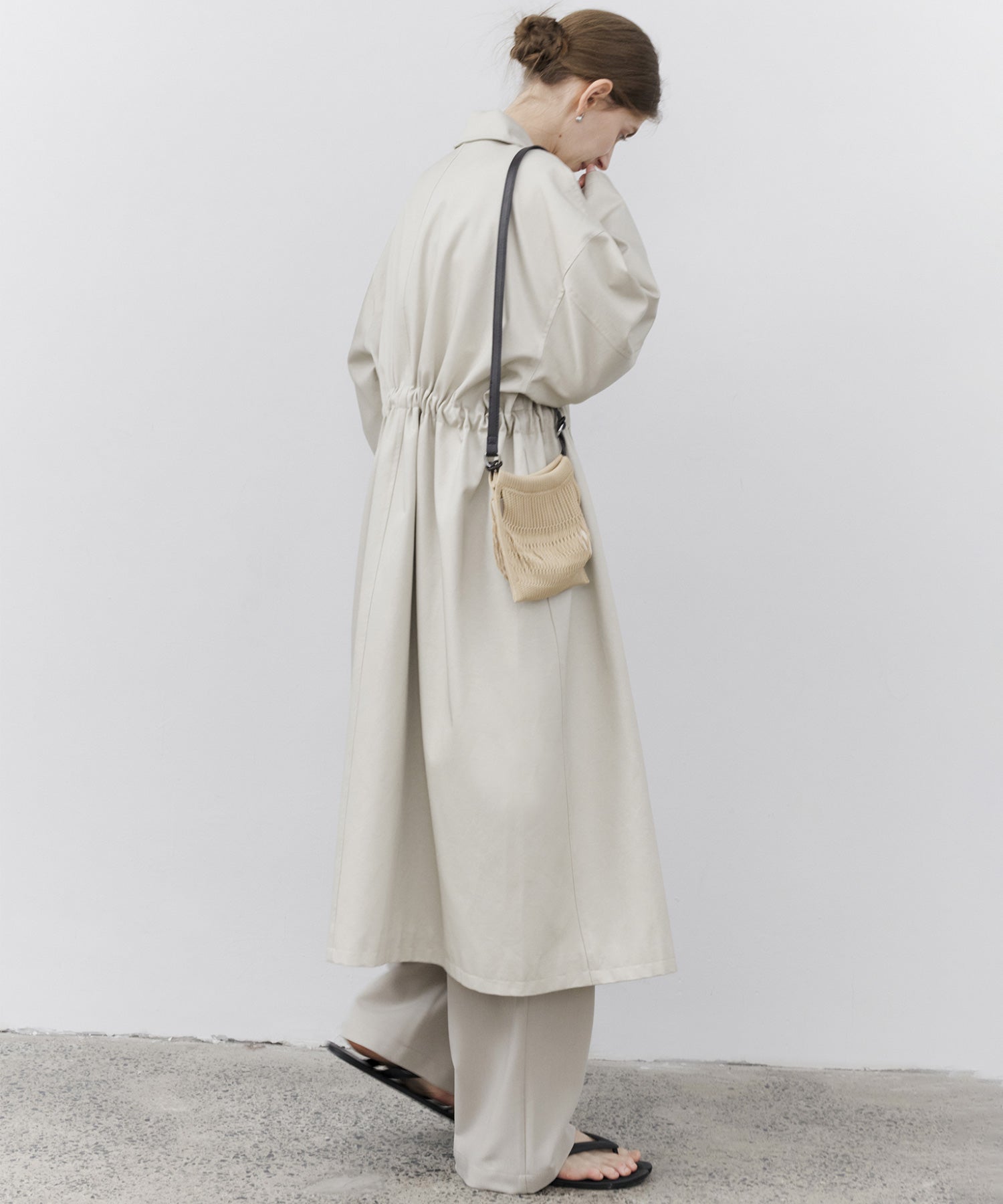 Notched Collar Oversized Belted Trench Coat
