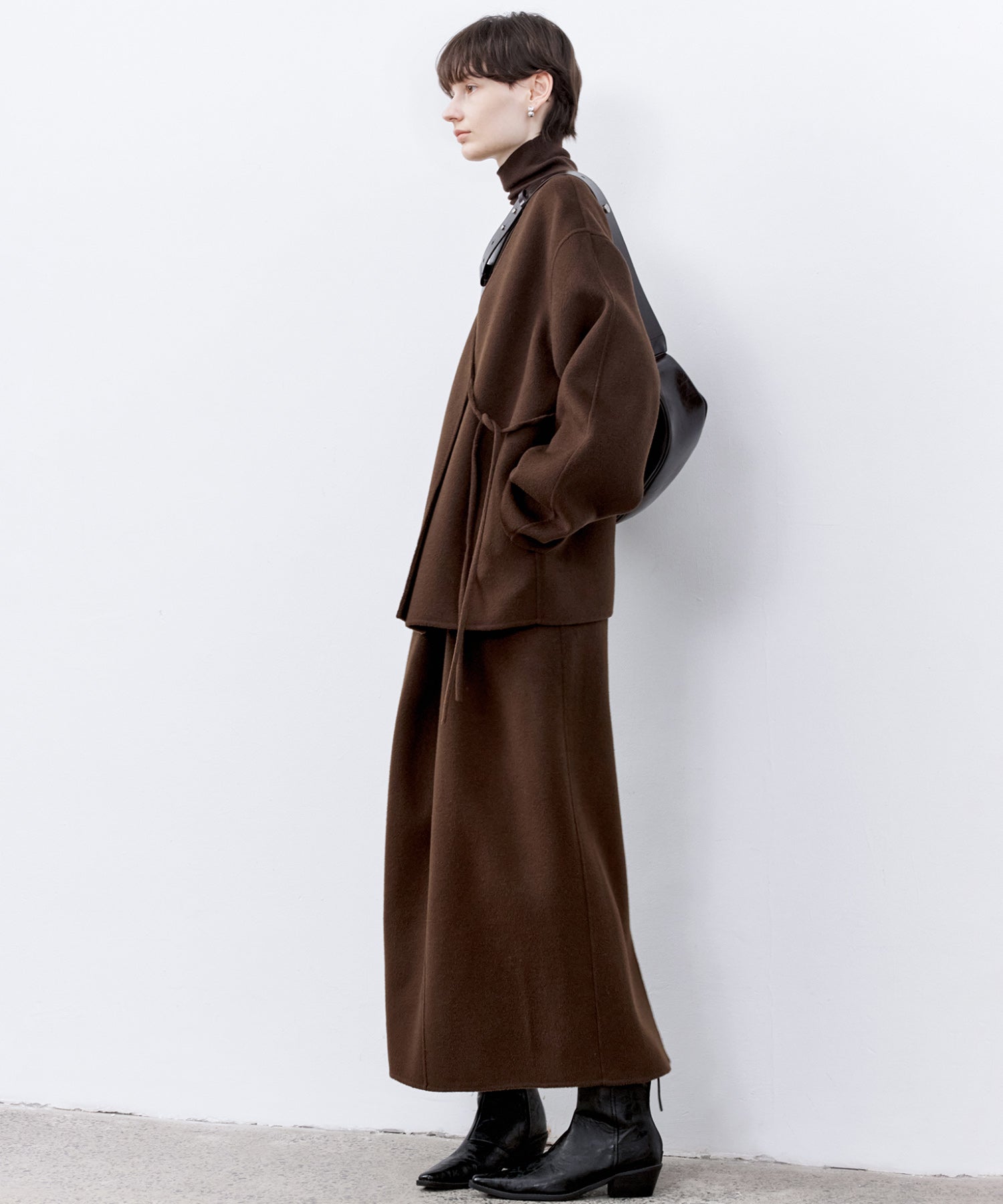 Wool Twill Skirt with Gathered Detail & Bubble Silhouette