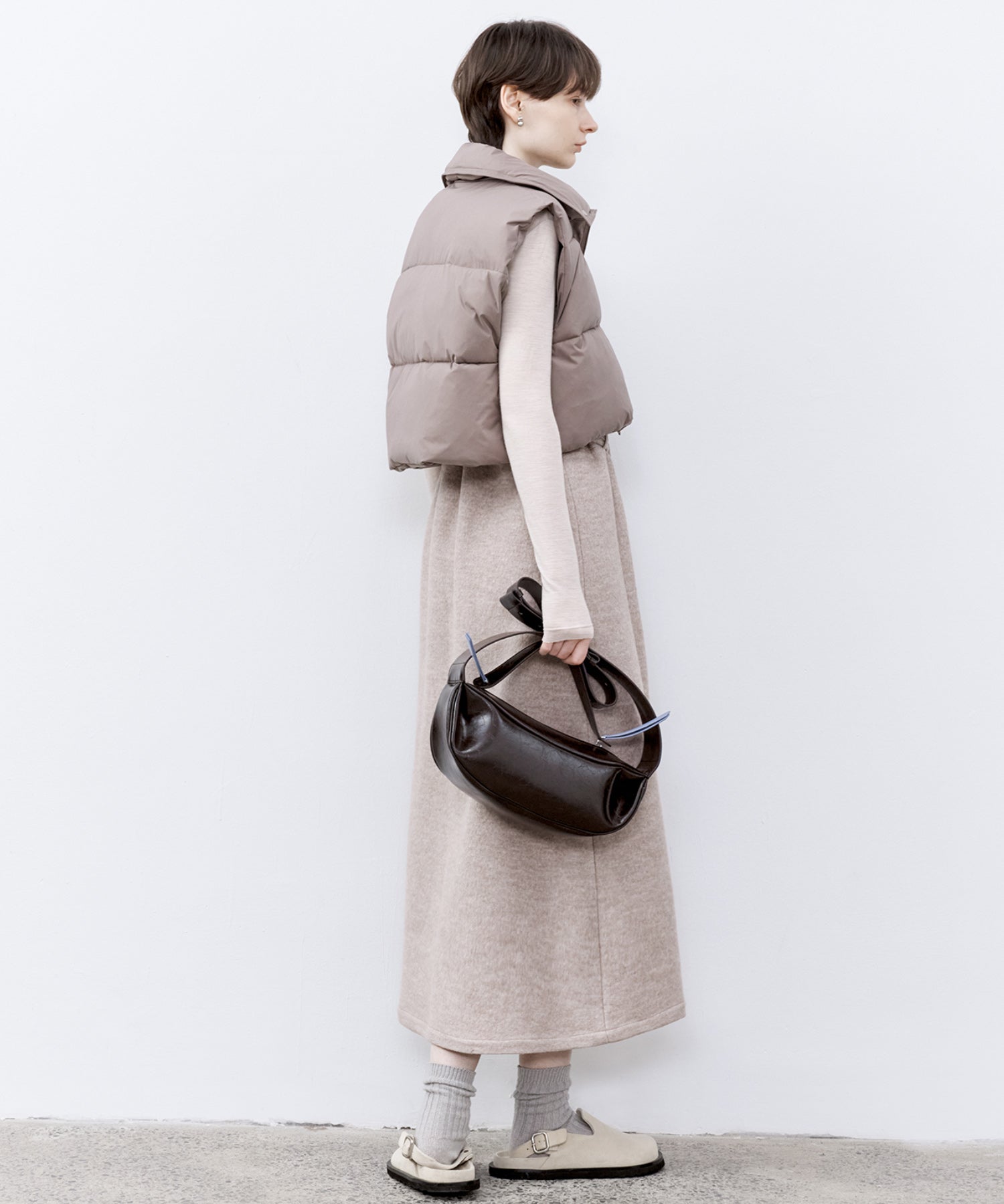 Cropped Puffer Vest with Moldable Neckline