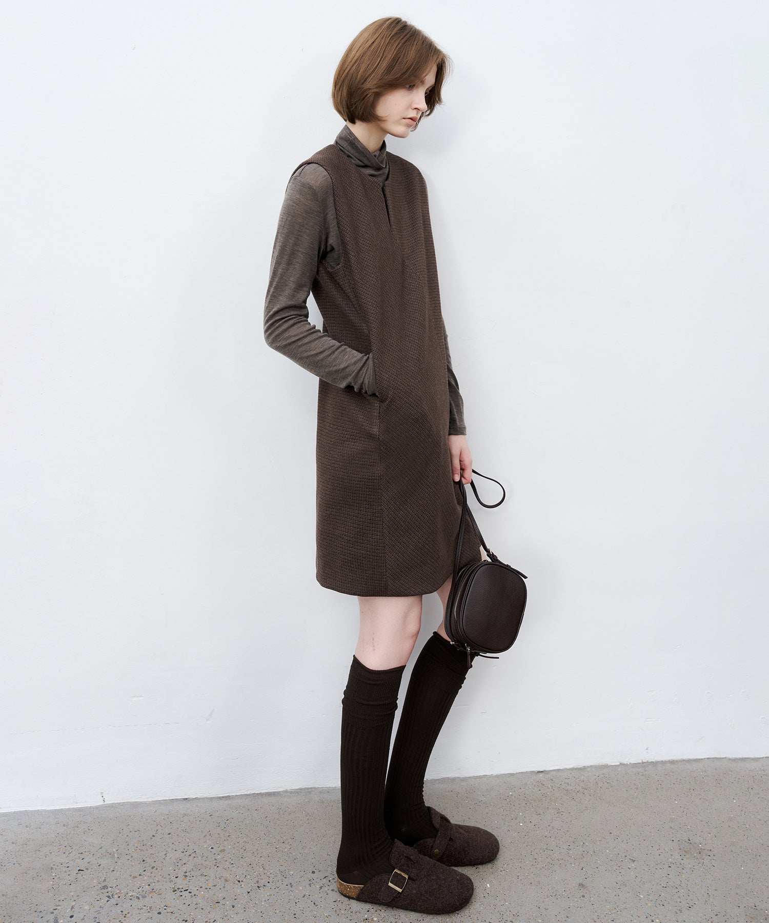 Jacquard Check Straight Jumper Dress