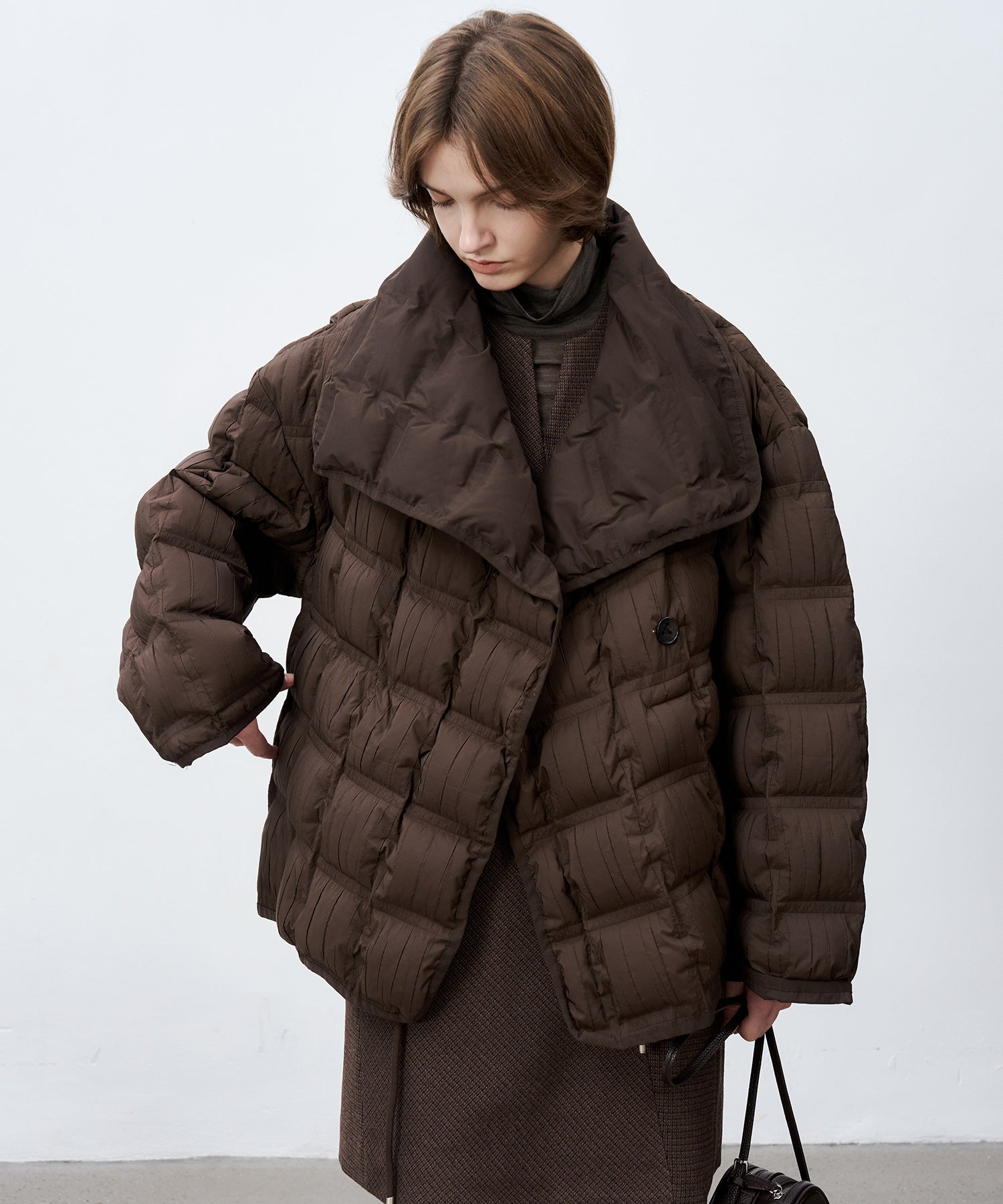 Crinkled Stand Collar Down Jacket