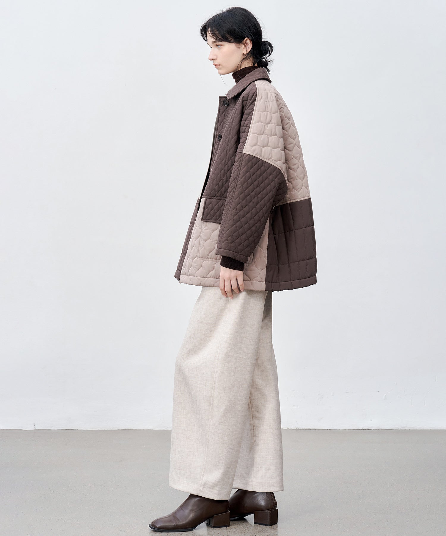 Geometric Colorblock Quilted Jacket