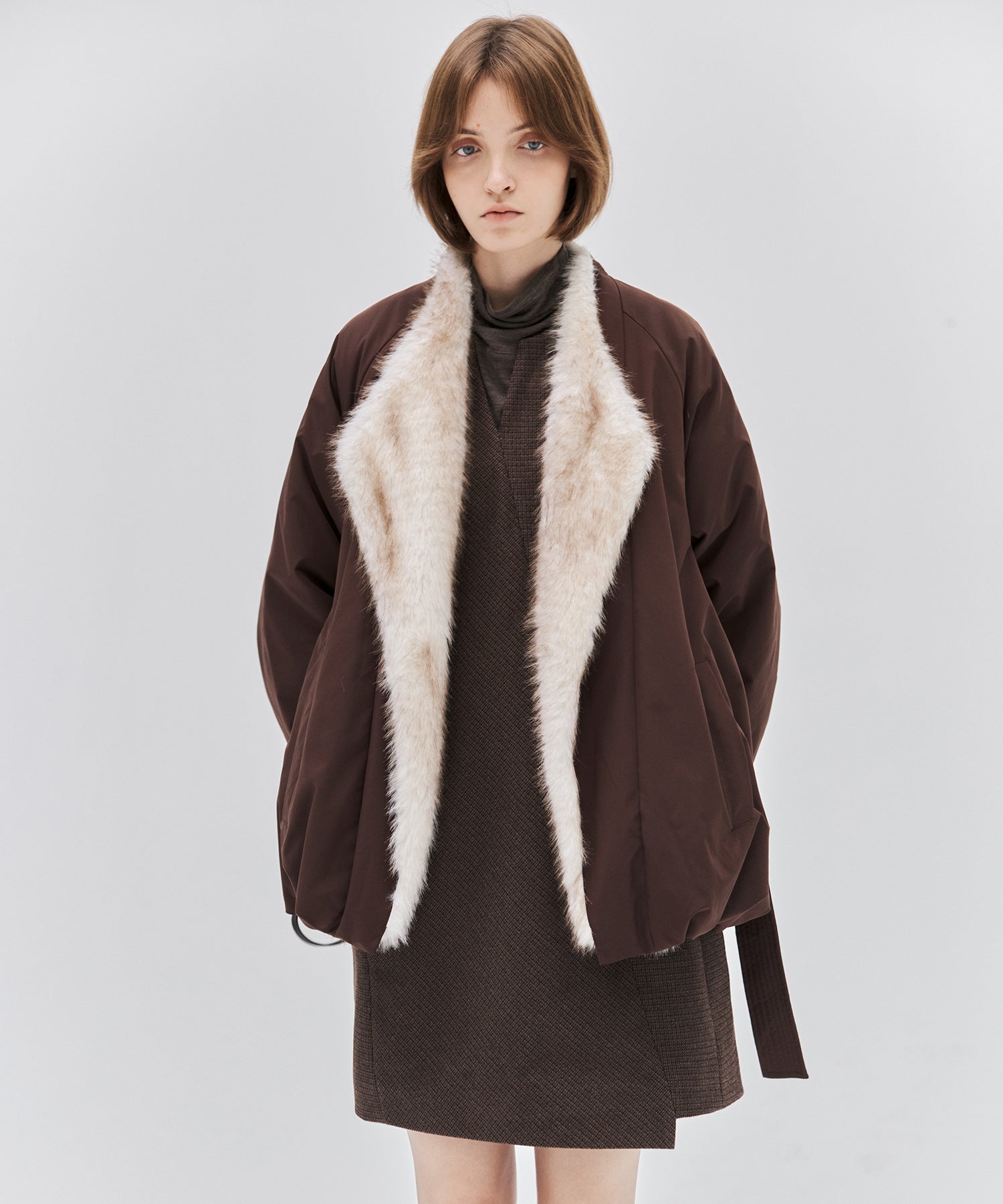 Faux Fur Collar Balloon Down Jacket