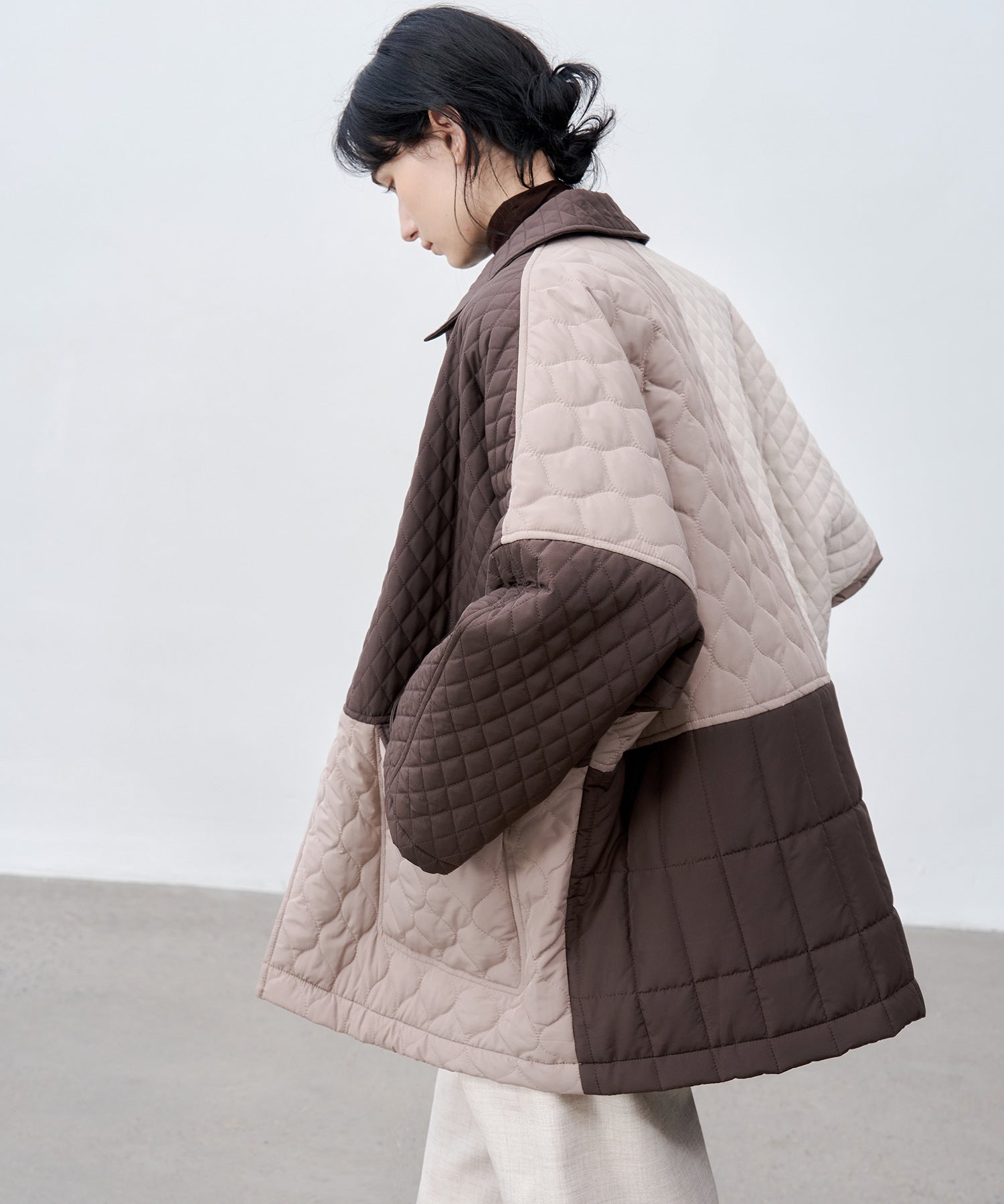 Geometric Colorblock Quilted Jacket