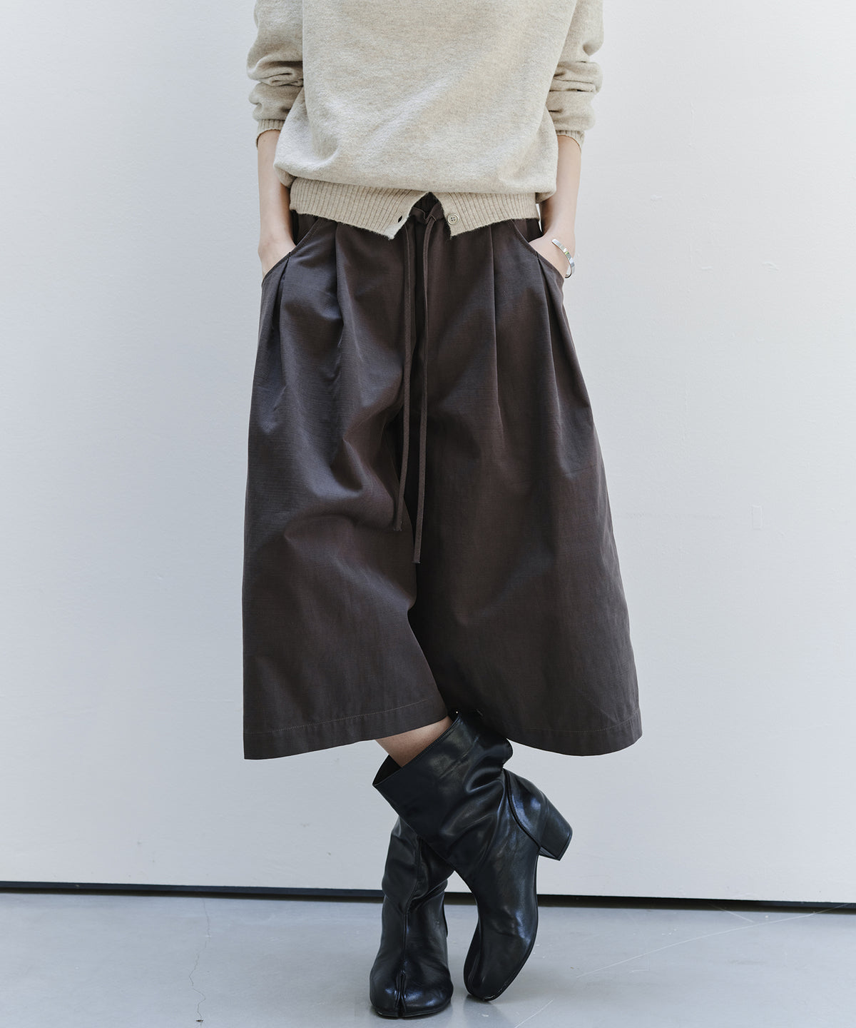「9月下旬出荷予定」Drawstring Waist Wide Midi Pants