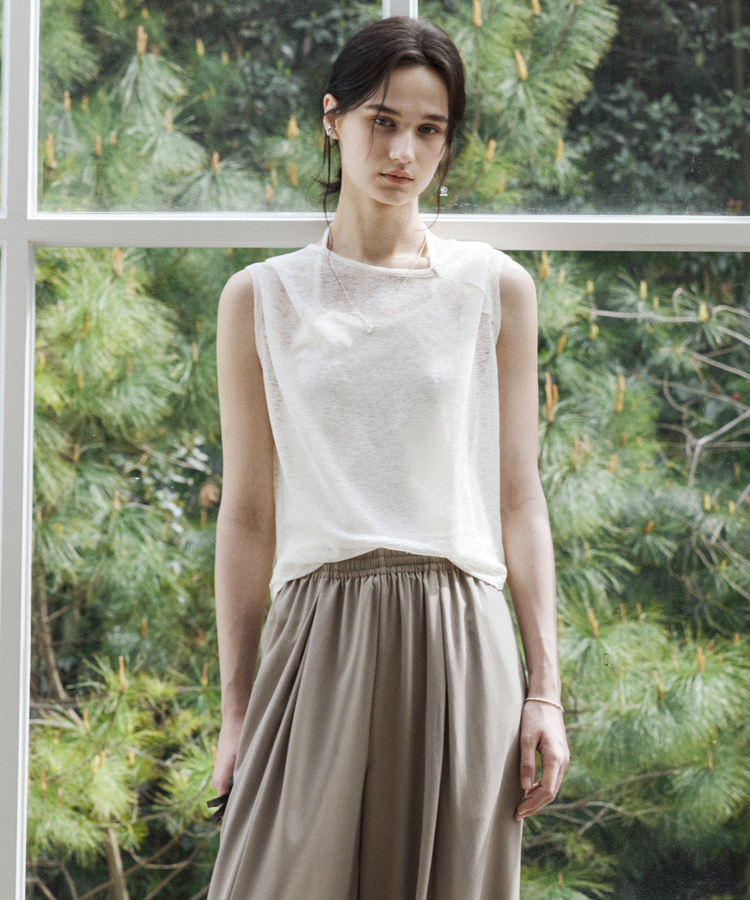 Sheer Asymmetric Sleeveless Top