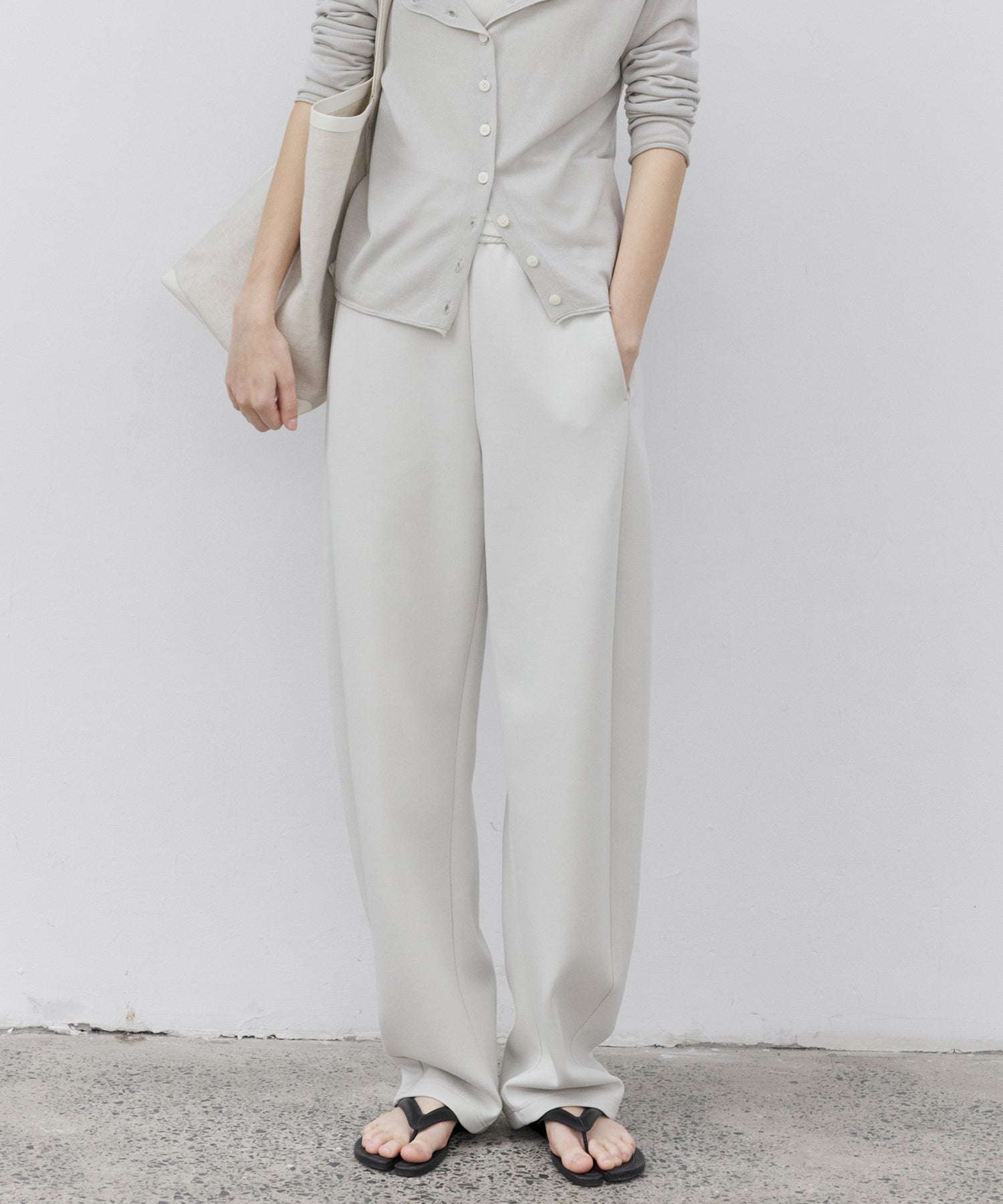 Curved Silhouette Jersey Wide Pants