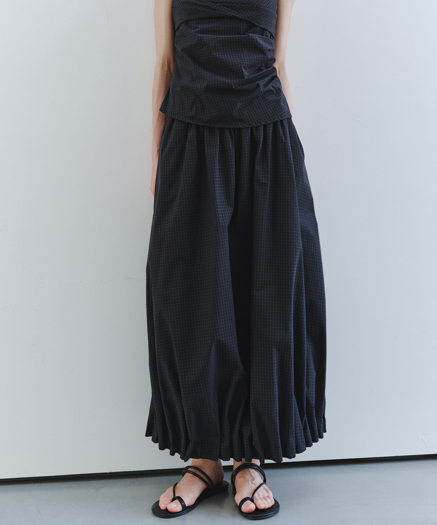 「7月上旬～中旬出荷」Tucked Balloon Hem Maxi Skirt