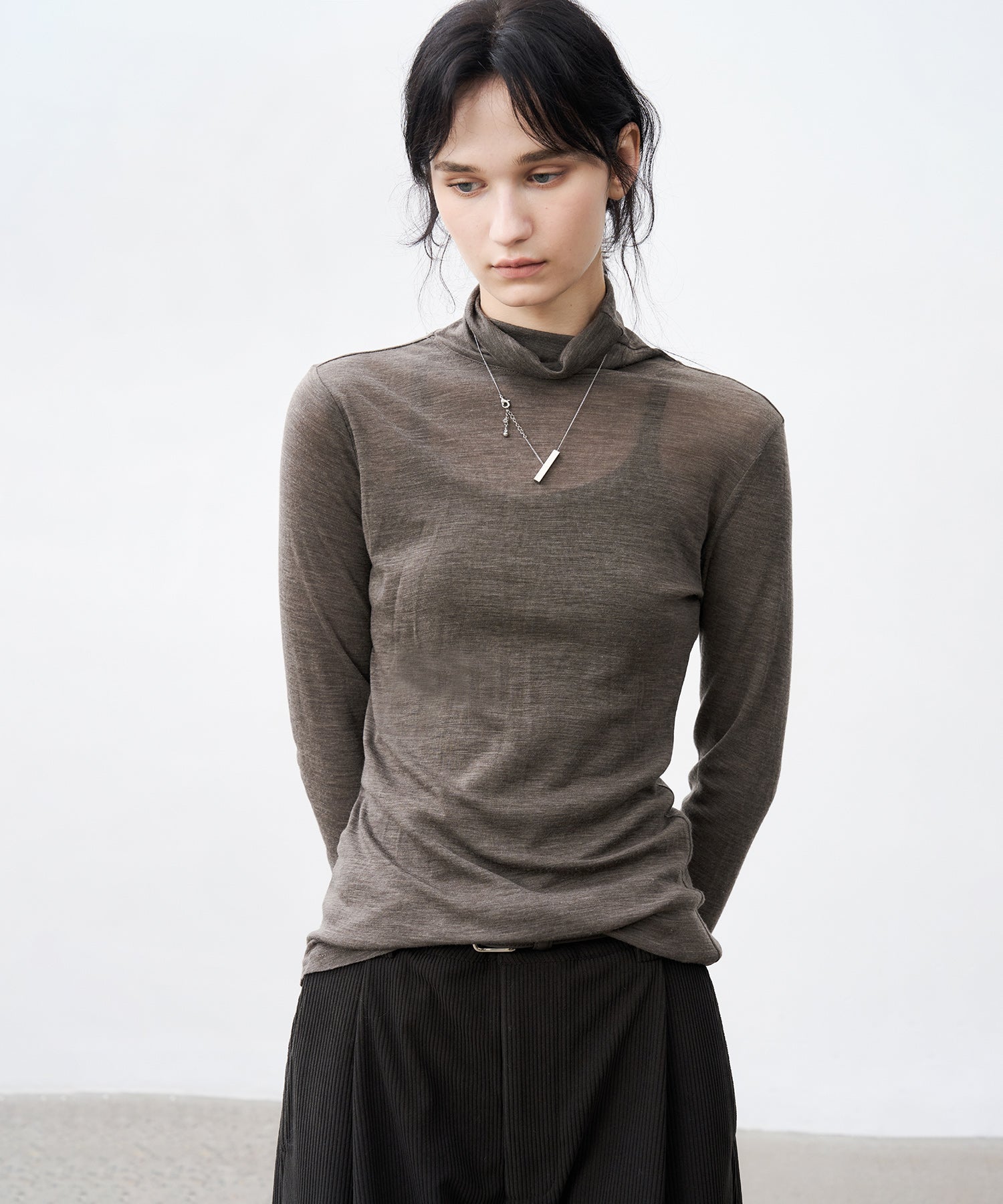 Slim-Fit Wool Turtleneck Knit Top