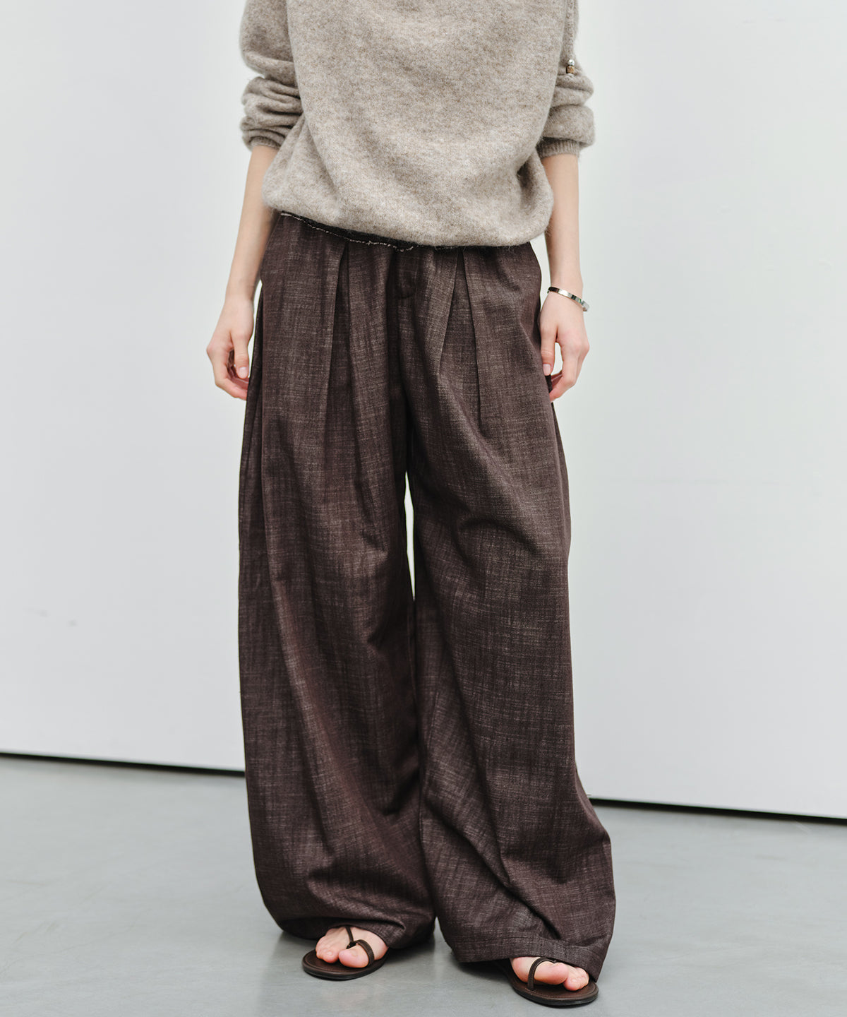 「9月下旬出荷予定」Paneled Drawstring Wide Pants