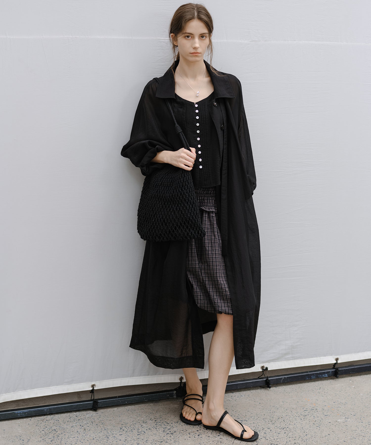 「4月中旬～下旬出荷」Silk Blend Sheer Long Coat