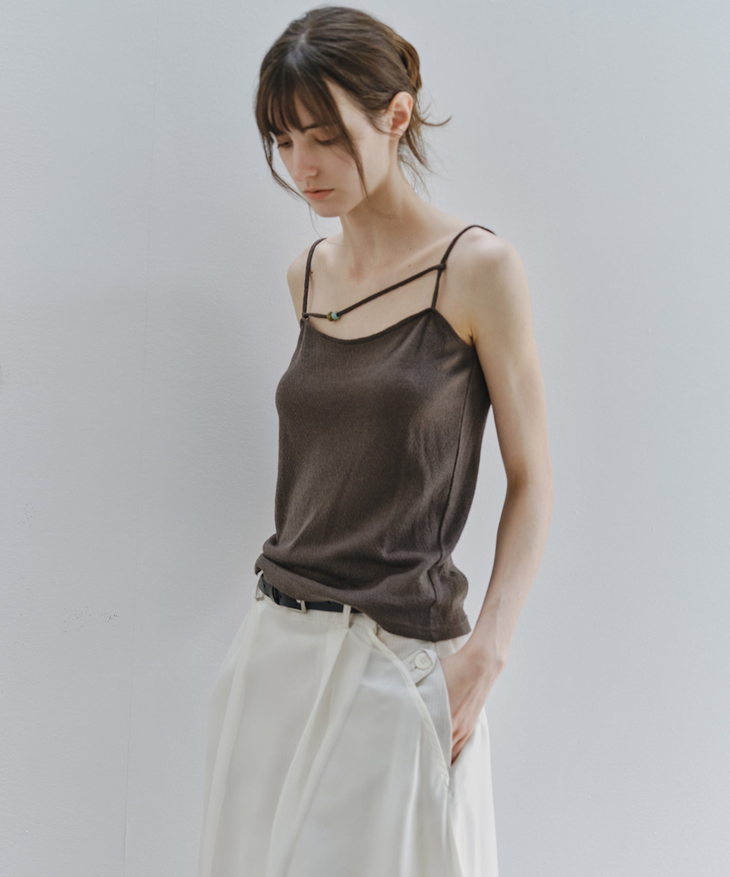 「8月中旬～下旬出荷」Wool Silk Beaded Strap Camisole
