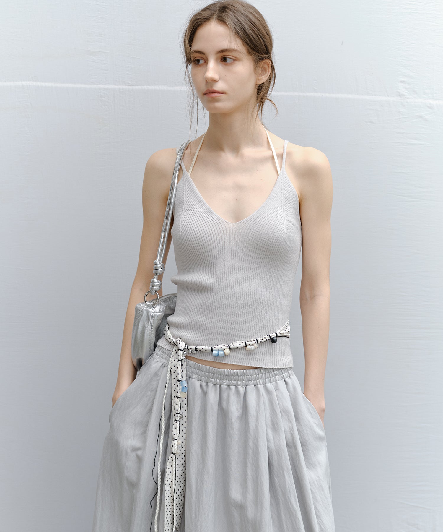 Ribbed Knit V-Neck Camisole Top