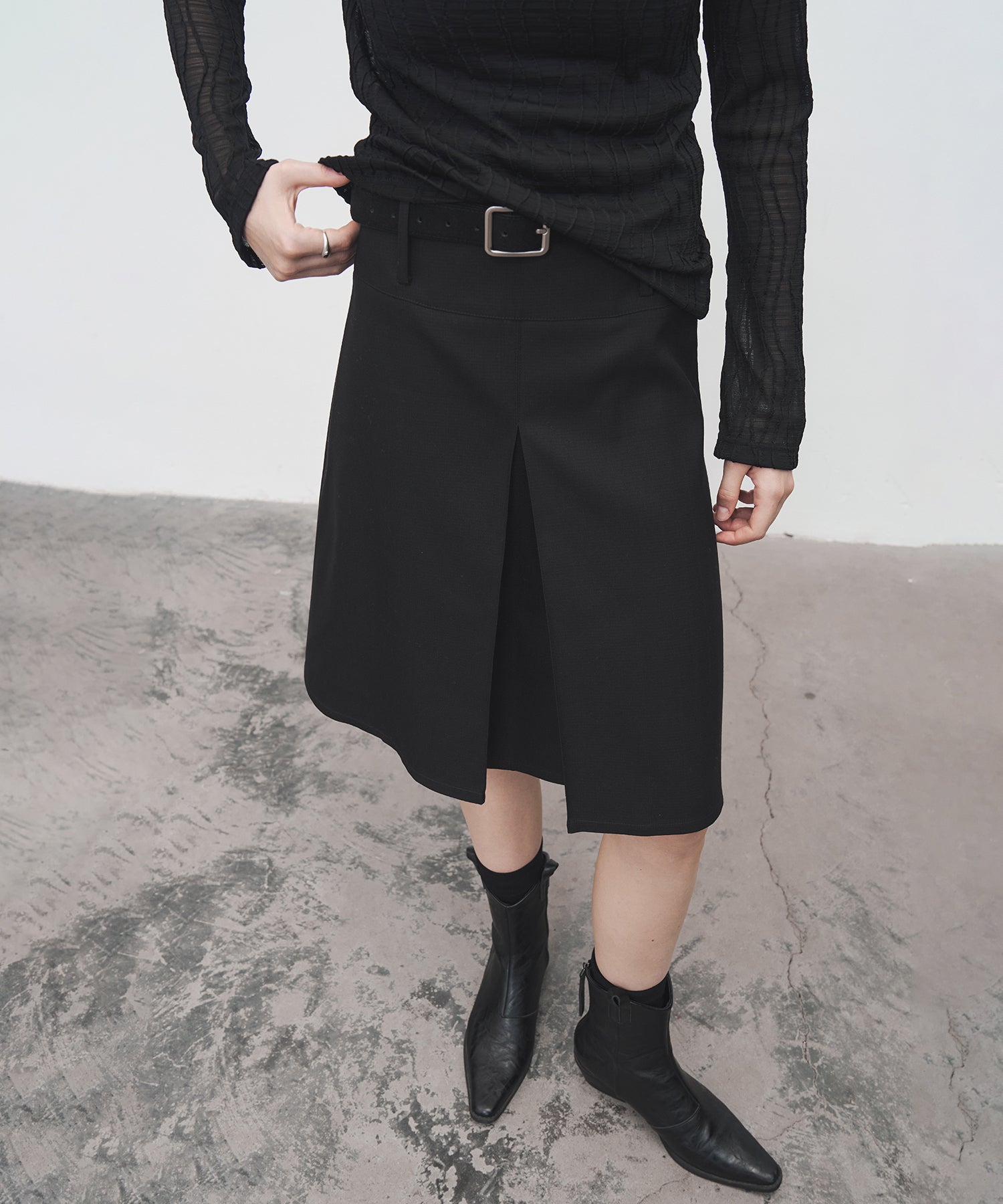 2-Way Tuck Pleated Midi Skirt