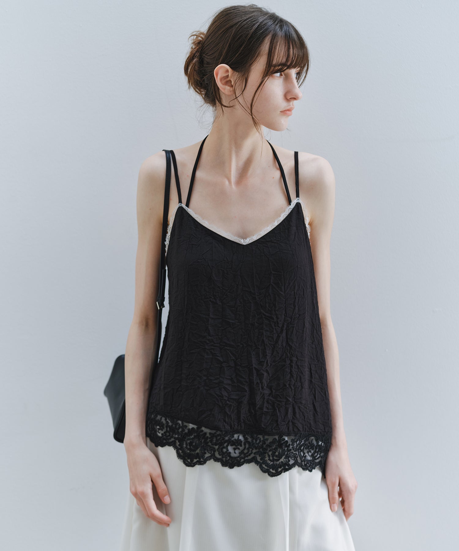 「6月上旬～中旬出荷」Crinkled Satin Lace Camisole