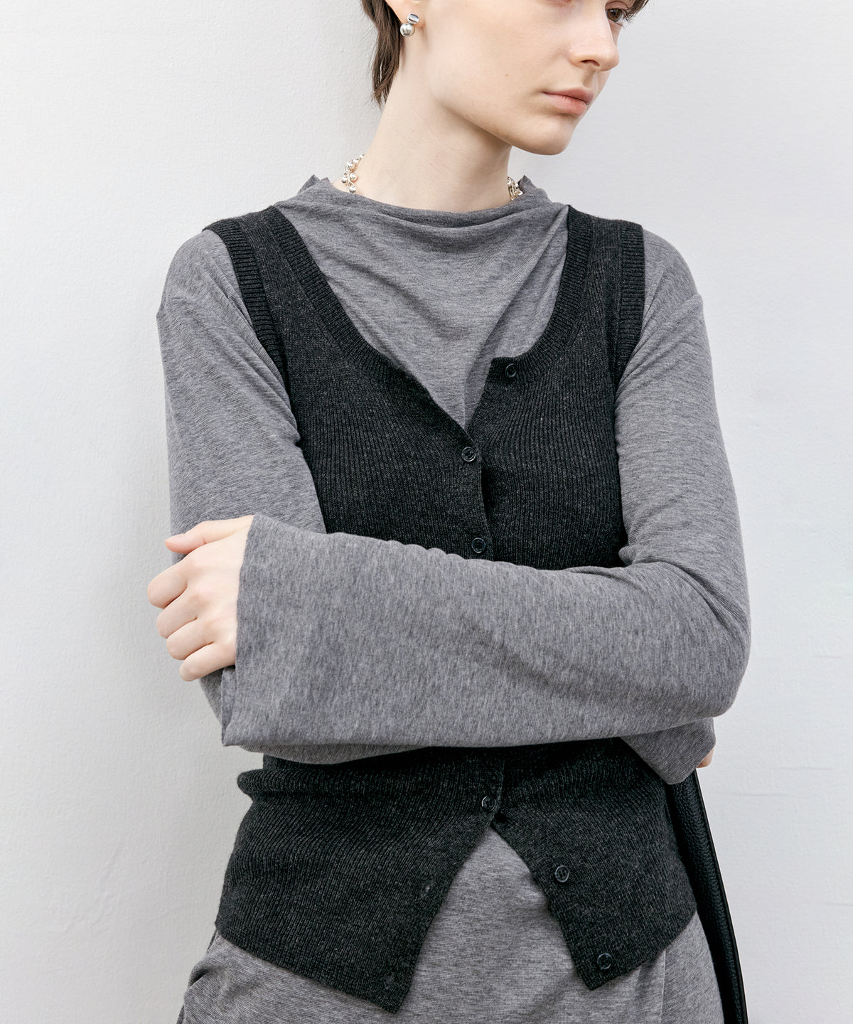 Cut-Off Boat Neck Long Sleeve Top