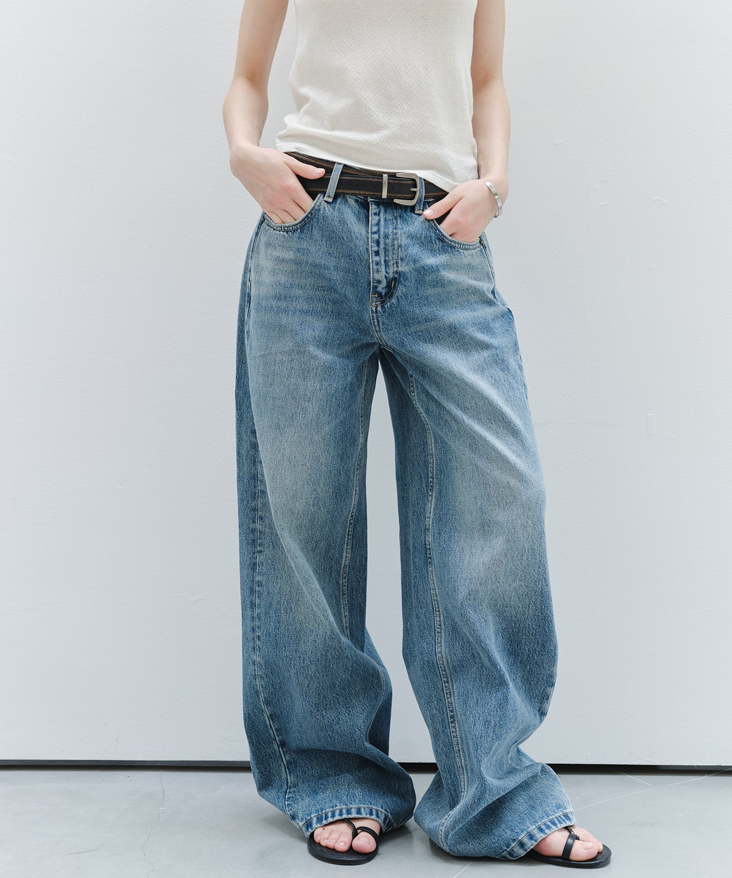 「9月下旬出荷予定」Washed Wide Straight Denim Pants