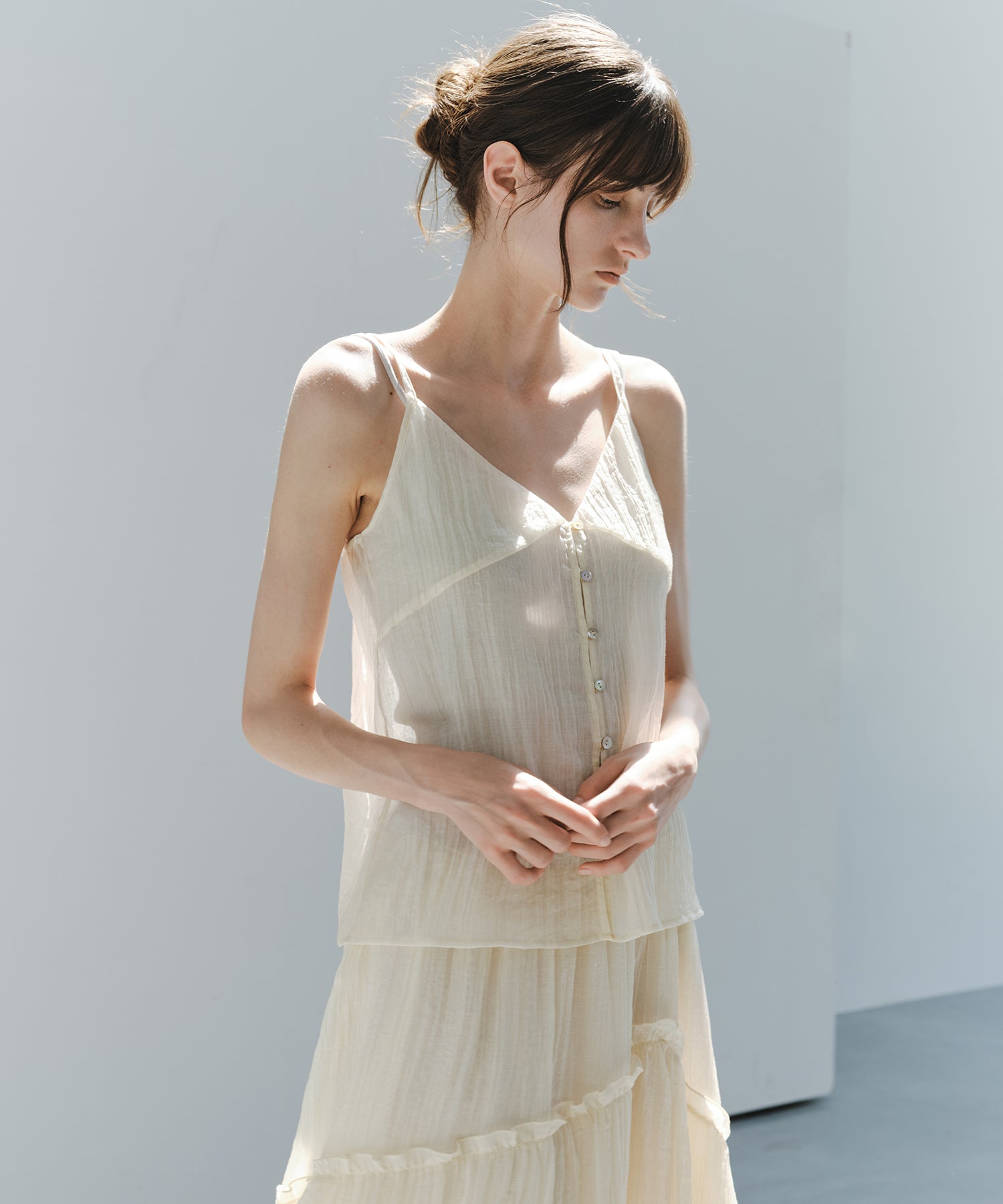 Sheer Textured Front Button Camisole