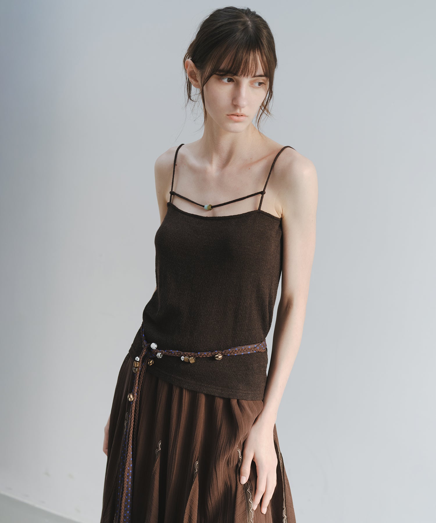 「8月中旬～下旬出荷」Wool Silk Beaded Strap Camisole