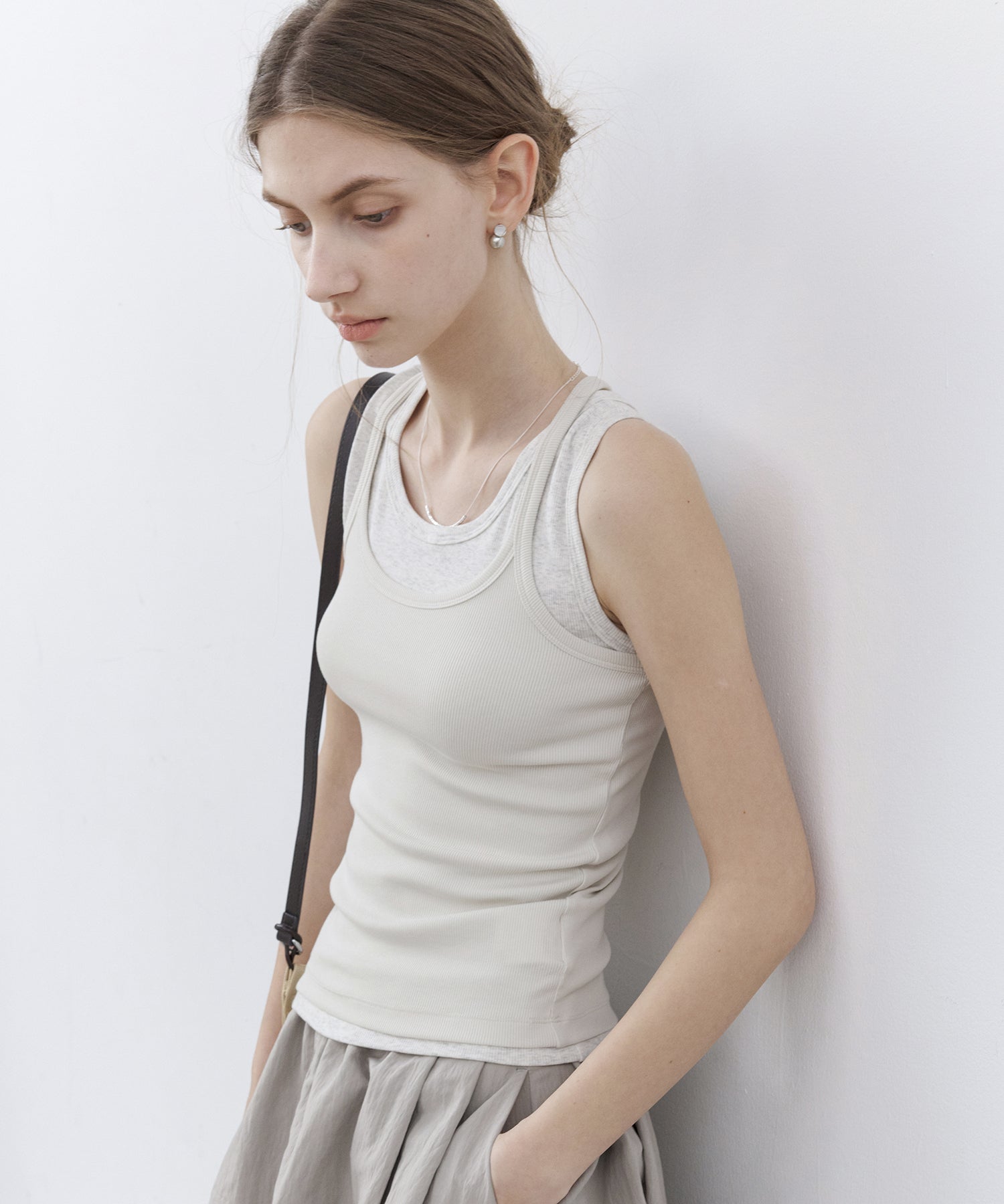 Stretch Ribbed U-Neck Tank Top