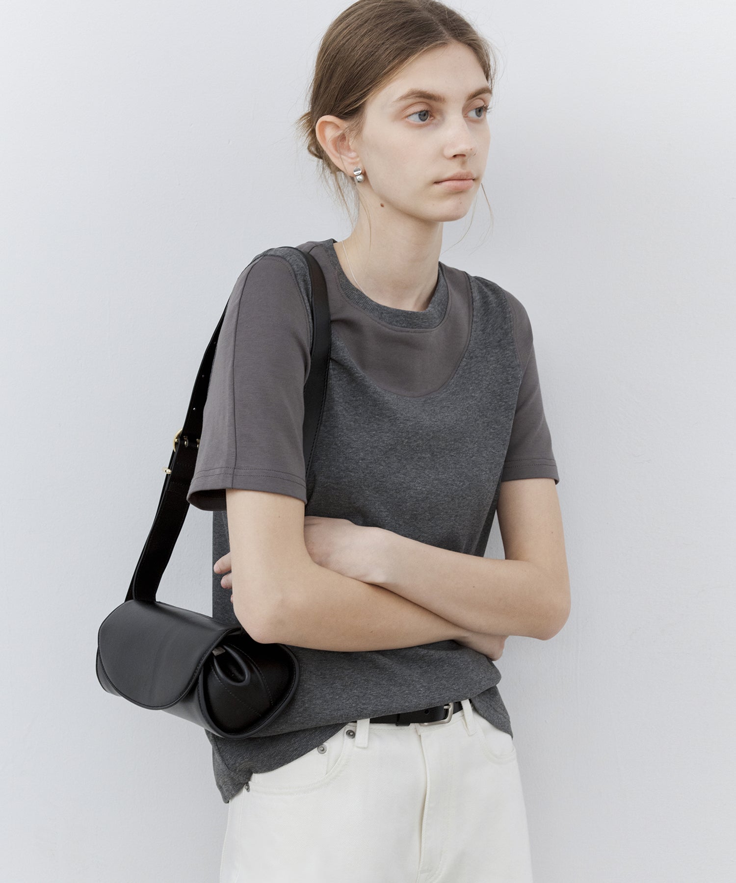 Layered-Look Panel Short Sleeve T-Shirt