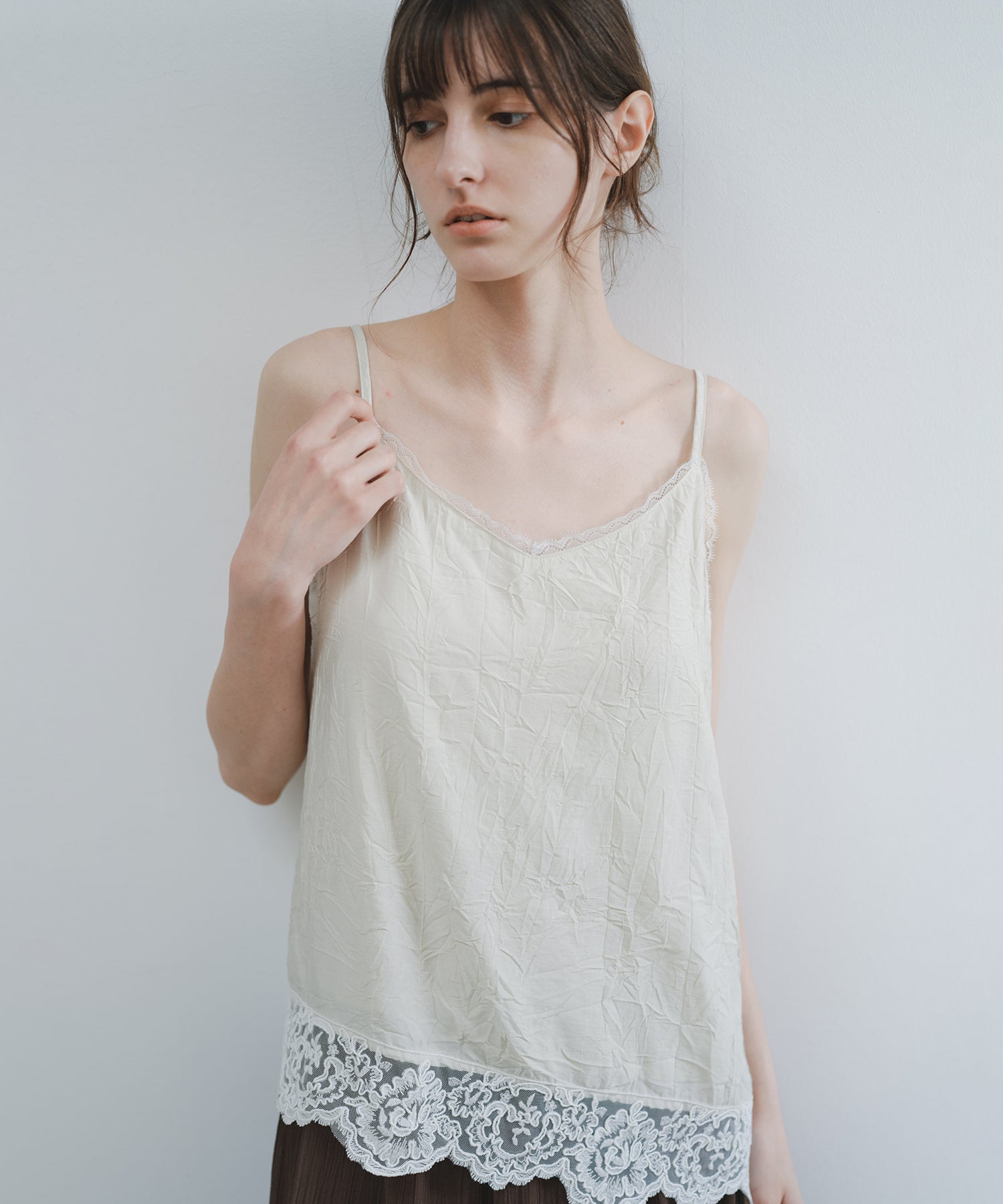 「6月上旬～中旬出荷」Crinkled Satin Lace Camisole