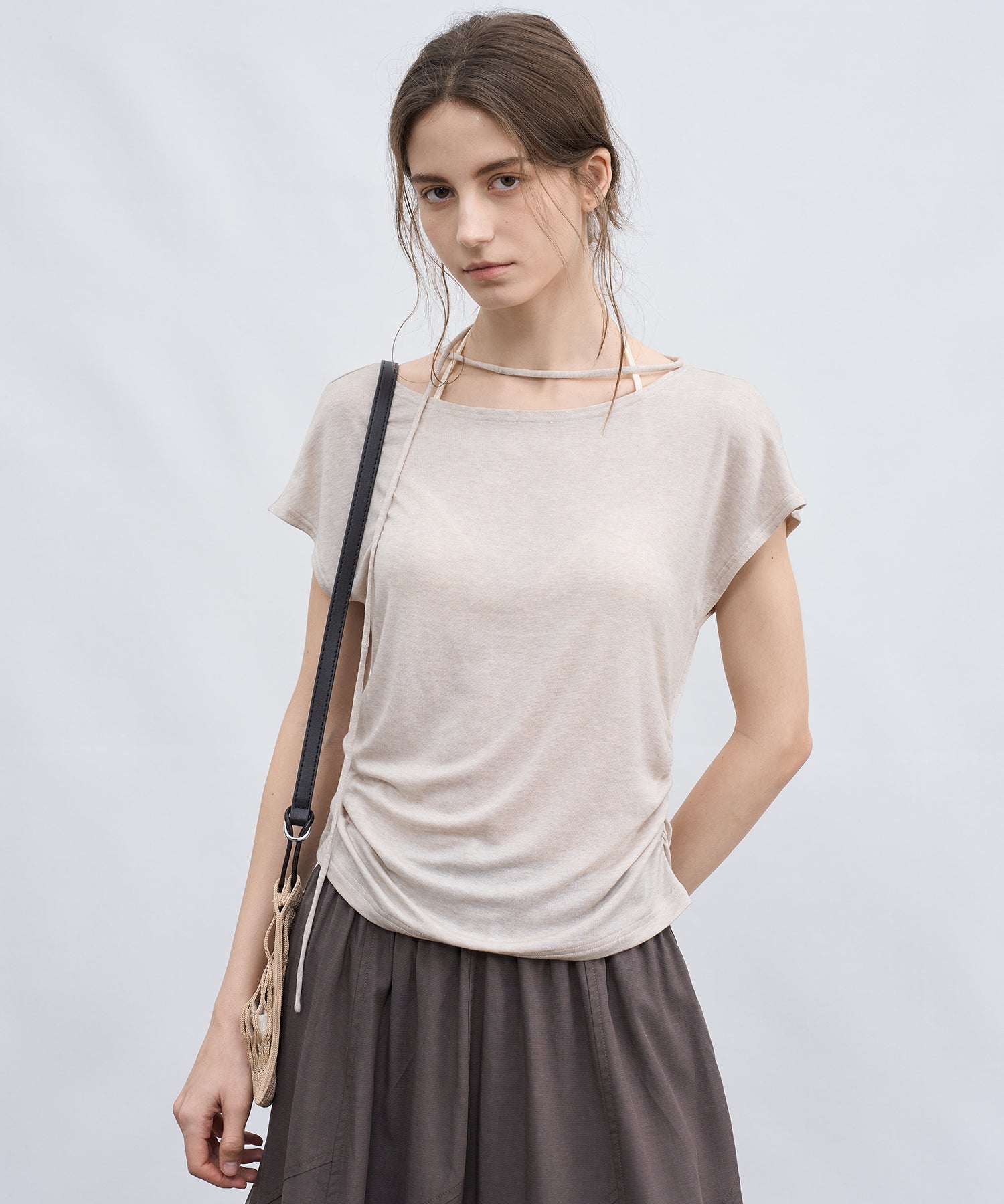 「6月上旬～中旬出荷」Cord Ribbon French Sleeve T-Shirt