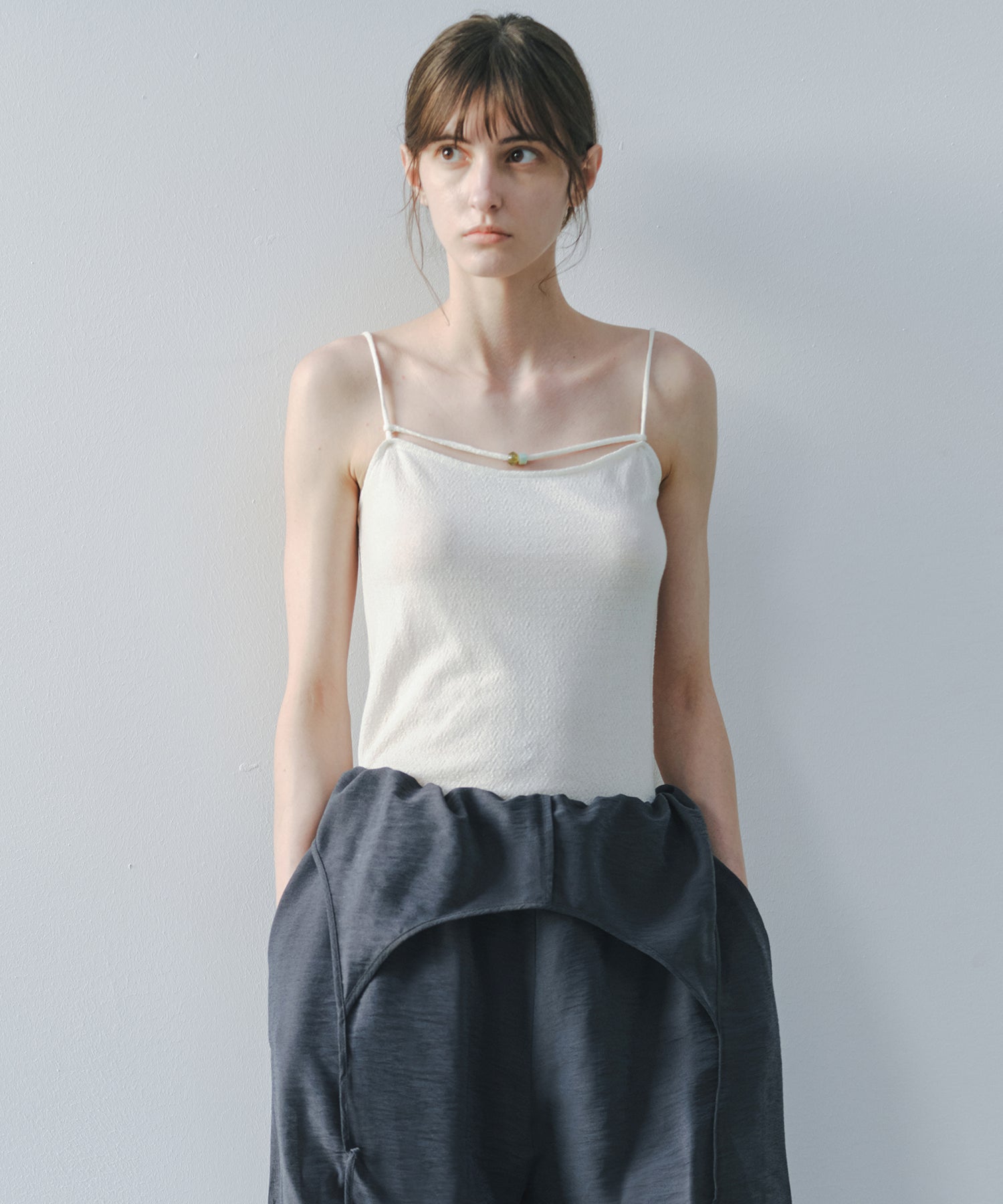 「8月中旬～下旬出荷」Wool Silk Beaded Strap Camisole