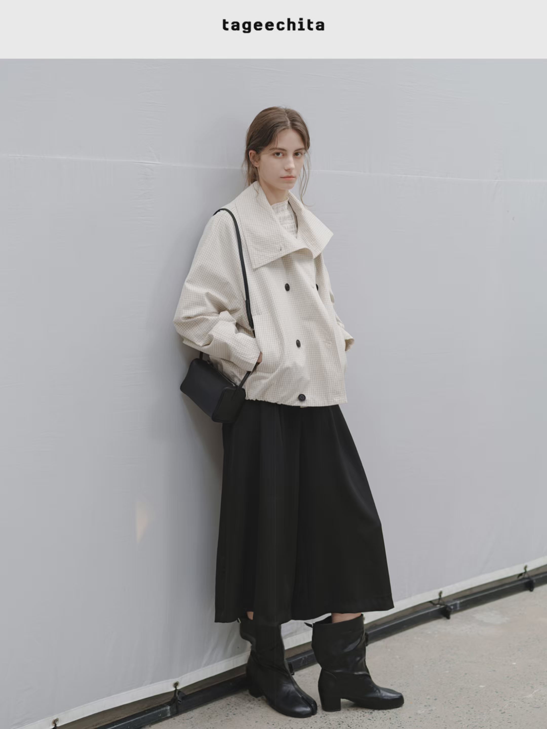 断捨離とまと　【新品未使用】tageechita ショートジャケット Double-Breasted Check Cropped Jacket