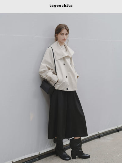 Double-Breasted Check Cropped Jacket