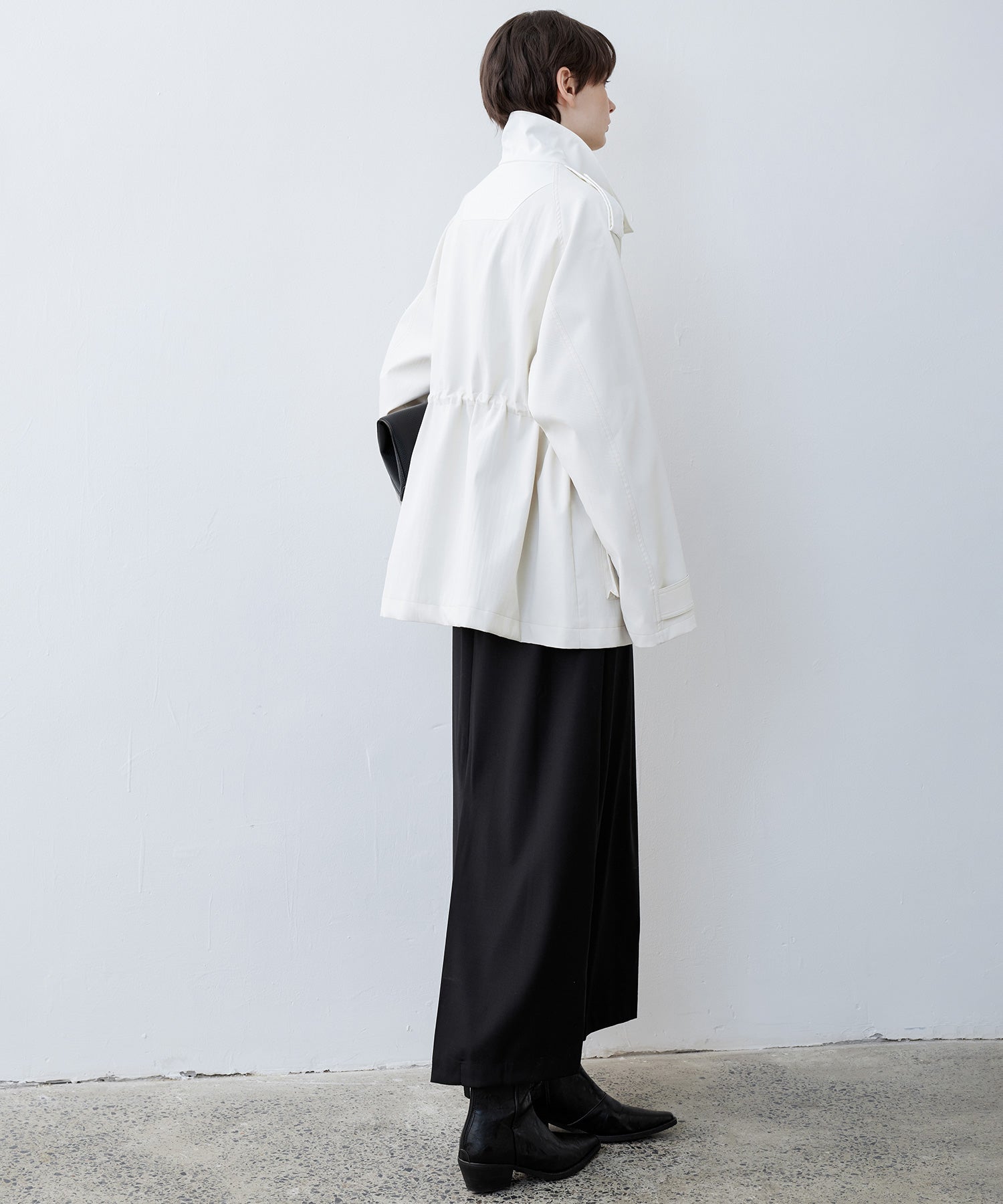 Minimalist White Stand Collar Military Jacket