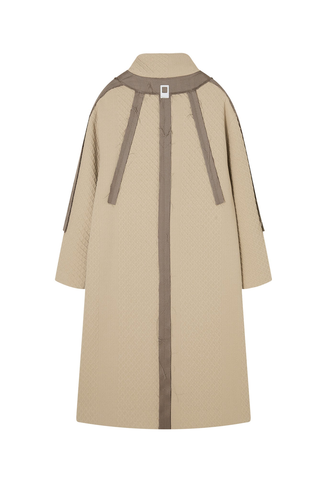 Cut-off line cable jacquard high neck long coat 