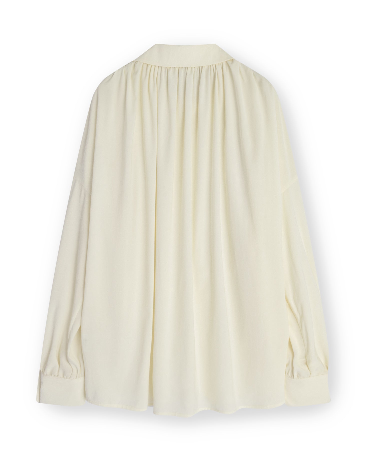 Gathered tuck shoulder volume sleeve over silhouette shirt 