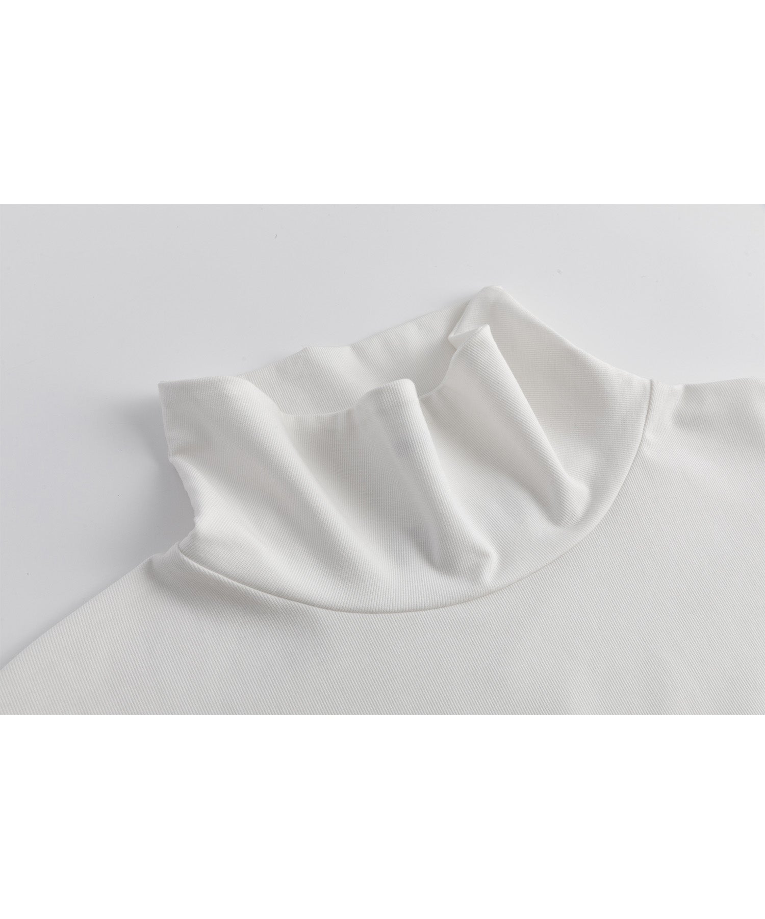 High neck long T-shirt cut-and-sew tops with logo 