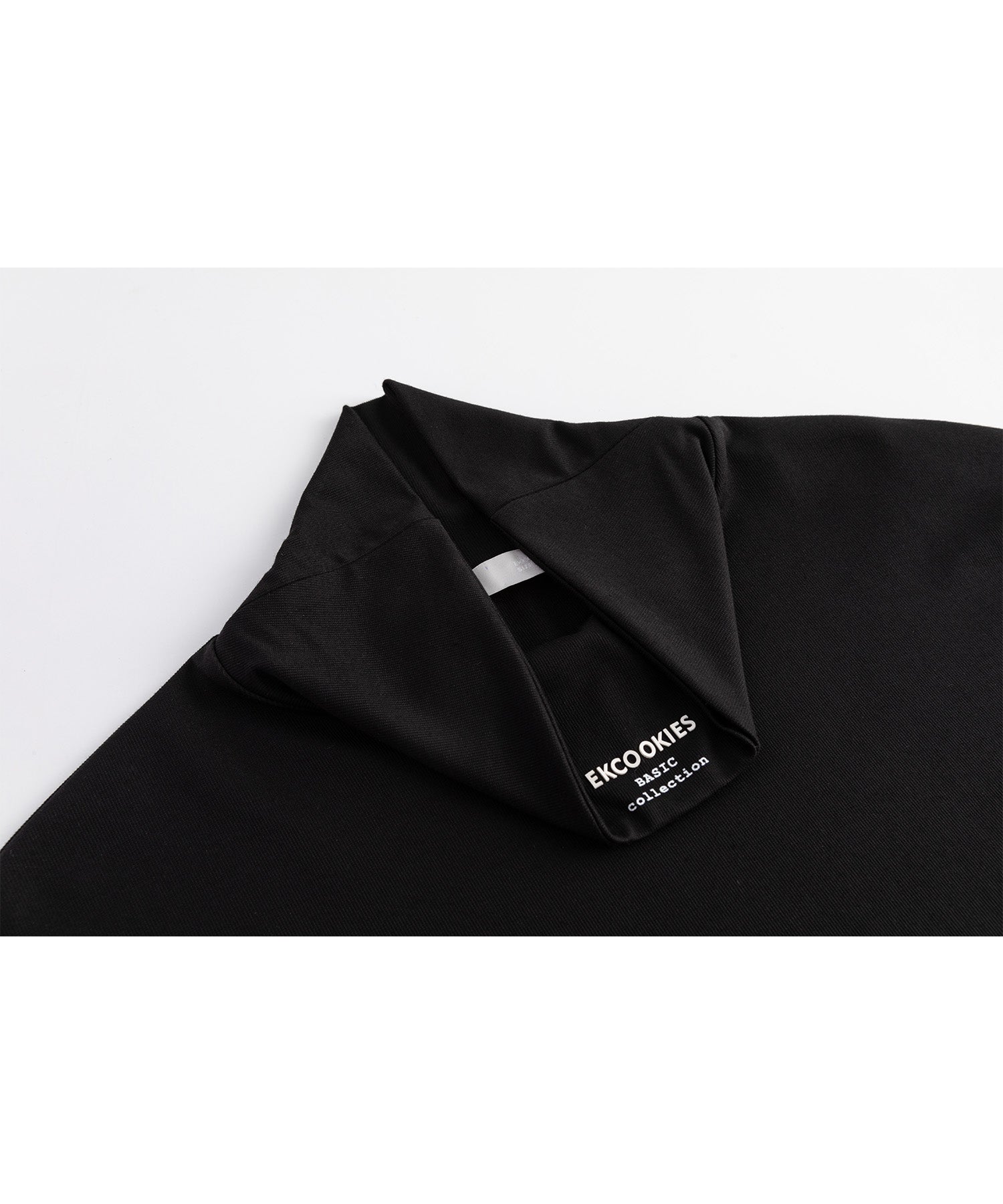 High neck long T-shirt cut-and-sew tops with logo 