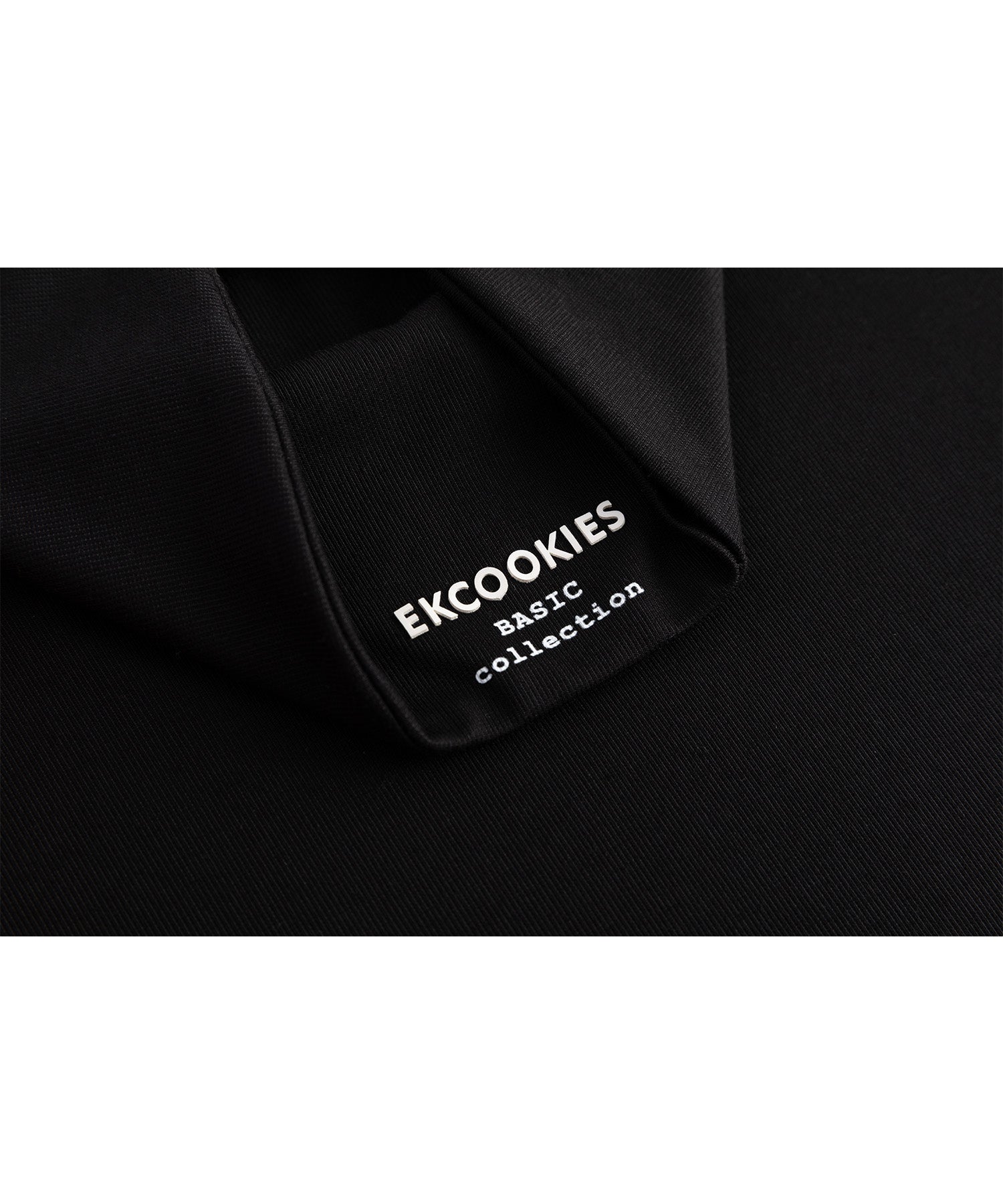 High neck long T-shirt cut-and-sew tops with logo 