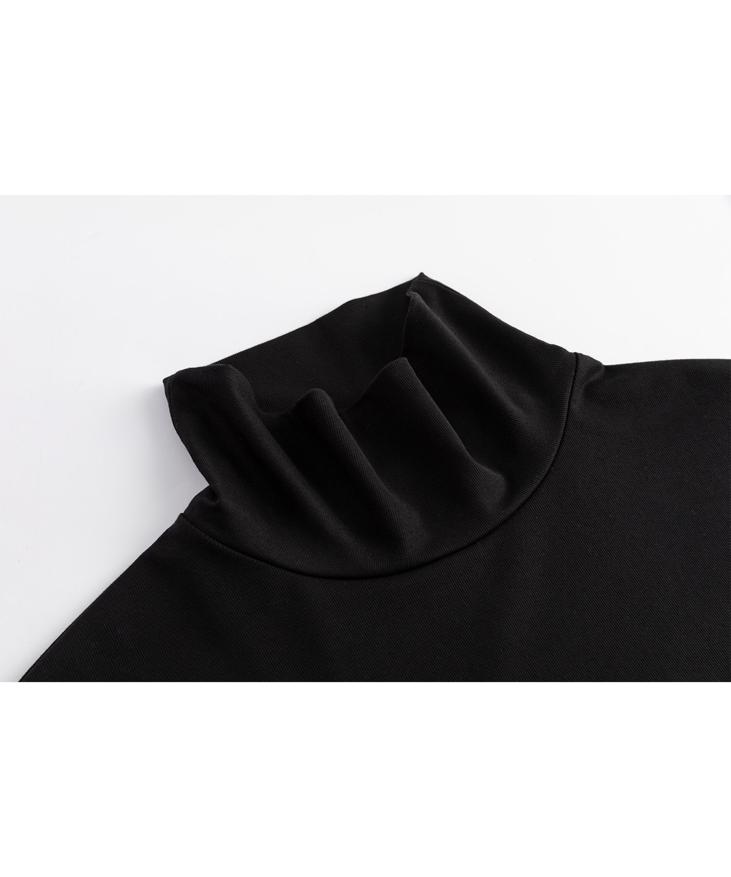 High neck long T-shirt cut-and-sew tops with logo 