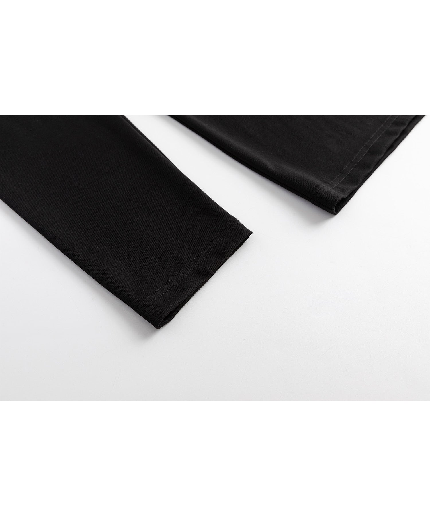 High neck long T-shirt cut-and-sew tops with logo 